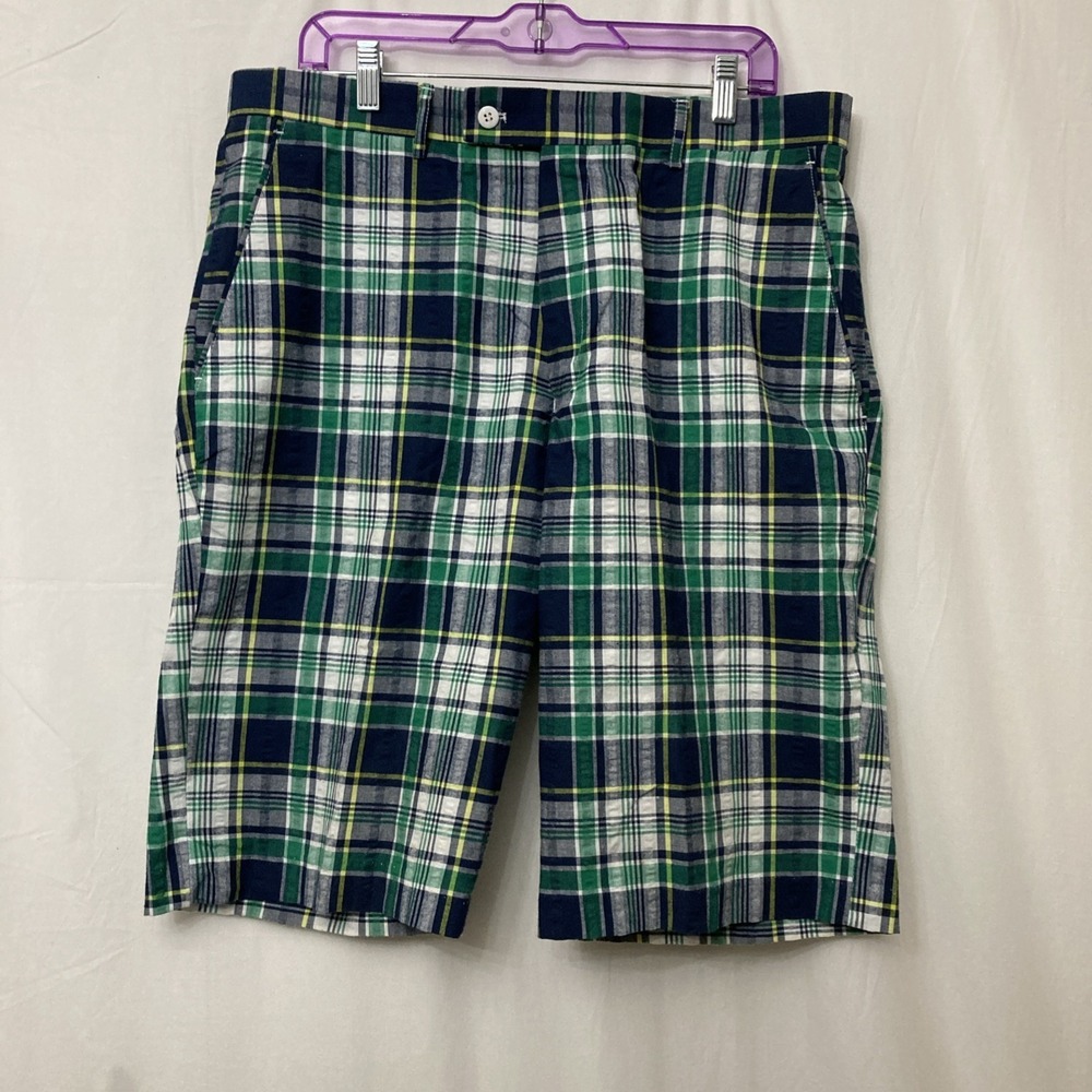 Linea Uomo Men's Green Multicolor Plaid Bermuda Shorts - SZ 36